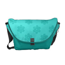 Turquoise snowflakes pattern messenger bag
