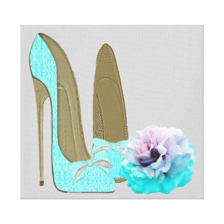 Turquoise Stiletto Shoes and Rose Canvas Print