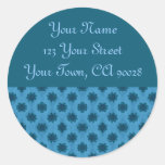 Turquoise Teal Floral Address Label Round Sticker