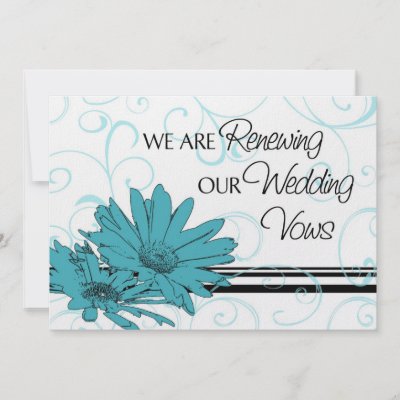 Wedding Ceremony Vows on Wedding Vow Renewal Ceremony Invitation In Elegant Turquoise And White