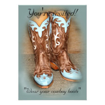 Turquoise Western Wedding Personalised Invitation