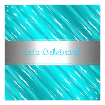 Turquoise White Stars Abstract Party Event Invitat Custom Announcement