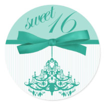 Turquoise White Sweet Sixteen Chandelier Stickers
