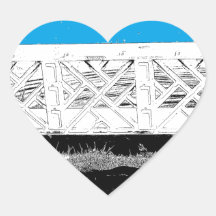Turquoise with Bench Heart Sticker