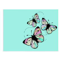 Turquoise with Butterflies Postcard