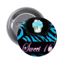 Turquoise Zebra print Sweet 16 Pins
