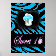 turquoise Zebra Print Sweet 16  poster