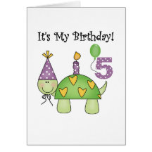 Turtle 5th Birthday Tshirts and Gifts Card