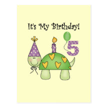 Turtle 5th Birthday Tshirts and Gifts Post Cards