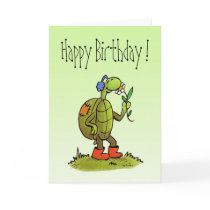 turtle and flower birthday card