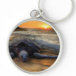 Turtle at Sunset Key Chain
