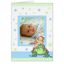 Turtle Baby Boy Birth Announcement Card