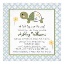 Turtle Baby Shower Invites With Daisies For Boys