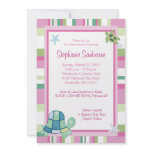 Turtle Bay Pink Stripe Girl Baby Shower 5x7 invitations