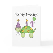 Turtle First Birthday Tshirts and Gifts Card