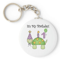 Turtle First Birthday Tshirts and Gifts Keychain