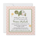 Turtle in Diaper Baby Shower Invitations For Girls