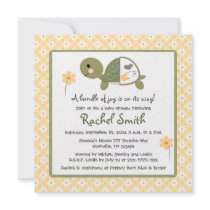 Turtle in Diaper Baby Shower Invitations in Yellow