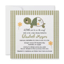 Turtle In Diapers Baby Shower Invitations Green