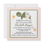 Turtle In Diapers Baby Shower Invitations Pink