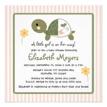 Turtle In Diapers Baby Shower Invitations Pink