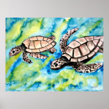 turtle love pair of sea turtles art poster print
