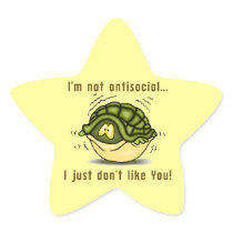 turtle not antisocial just dont like you star sticker