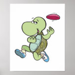 turtle playing frisbee posters