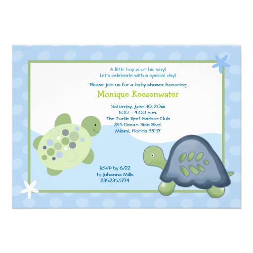 Turtle Reef Baby Shower Invitation - Light Blue | Zazzle.co.uk