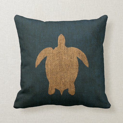 Turtle Rustic Blue Throw Pillow Zazzle