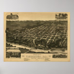 Tuscaloosa Alabama 1887 Antique Panoramic Map Poster