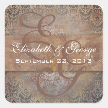Tuscan Italian Damask Save the Date Stickers
