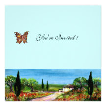 TUSCANY LANDSCAPE 4,yellow green black Personalized Invitation