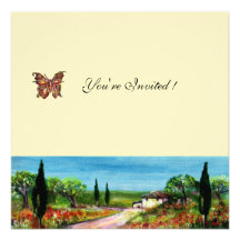 TUSCANY LANDSCAPE 4,yellow green felt cream Custom Invite