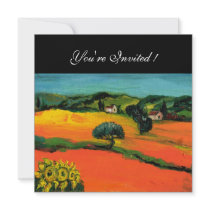 TUSCANY LANDSCAPE , blue green yellow orange