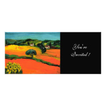 TUSCANY LANDSCAPE , blue green yellow orange Personalised Invitation