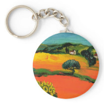 TUSCANY LANDSCAPE WITH SUNFLOWERS KEYCHAIN
