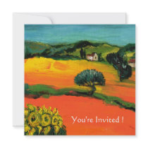 TUSCANY LANDSCAPE WITH SUNFLOWERS orange  black