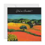 TUSCANY LANDSCAPE WITH SUNFLOWERS orange  black invitations
