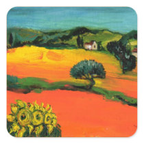 TUSCANY LANDSCAPE WITH SUNFLOWERS STICKERS