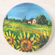 TUSCANY LANDSCAPES > SUNFLOWERS AND COUNTRYSIDE IN DRINK COASTERS