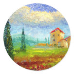 Tuscany Poppies Round Stickers