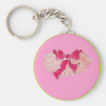 tutu circle pink green key chain