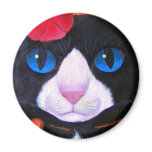 Tuxedo Cat Butterfly Painting - Multi Fridge Magnet