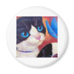 Tuxedo Cat Butterfly Painting - Multi Magnet