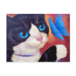Tuxedo Cat Butterfly Painting - Multi