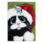 Tuxedo Cat & Festive Mouse Christmas Card