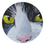 Tuxedo Cat Round Stickers