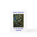 Tuxedo Cat Train Conductor Birthday Card