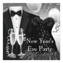 Tuxedo Champagne Confetti Black Tie Party Custom Announcement